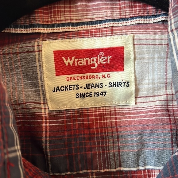 Wrangler Button Up Shirt Long Sleeve Mens Size Small Plaid Pearl Snap Cotton - Picture 3 of 6